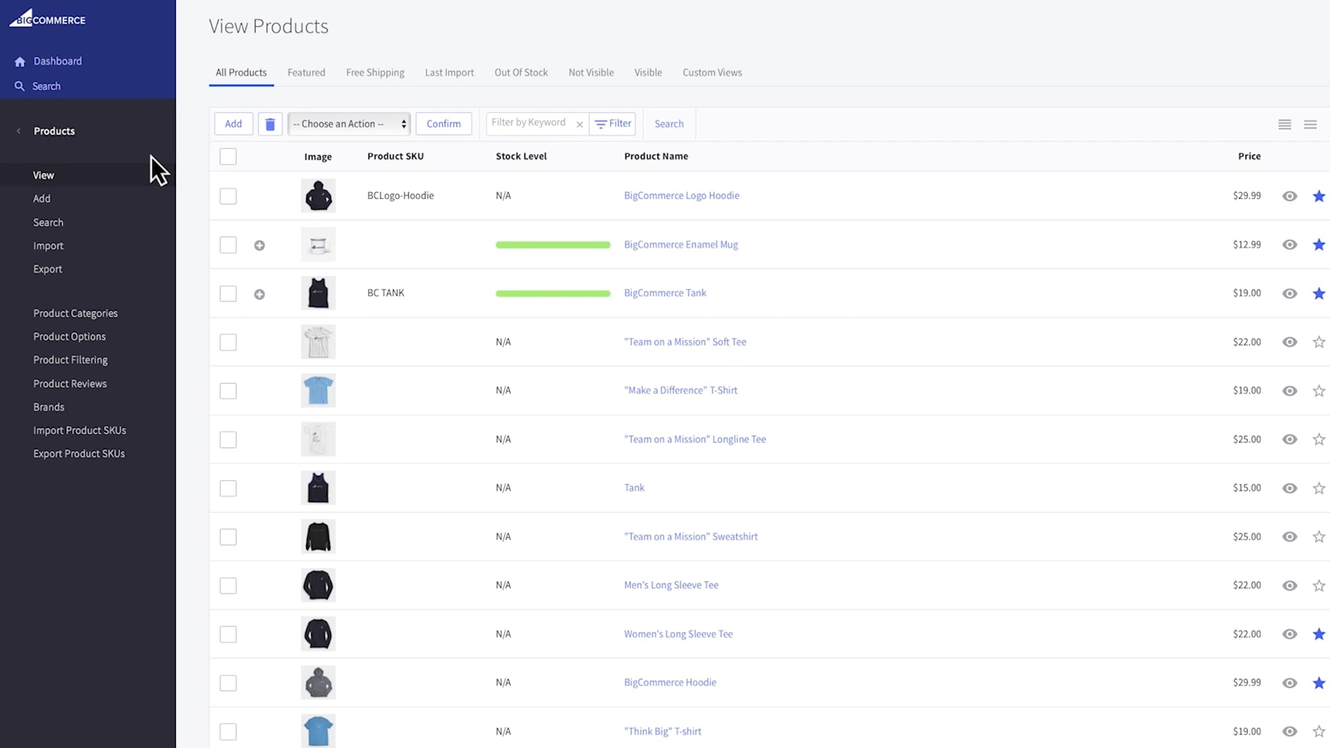 Adding Products in Bigcommerce 