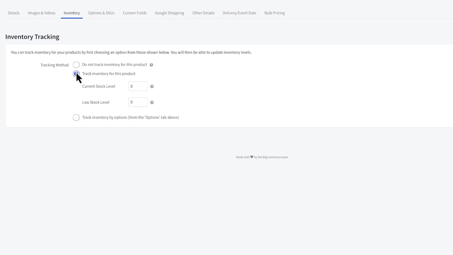 Tracking Inventory in Bigcommerce